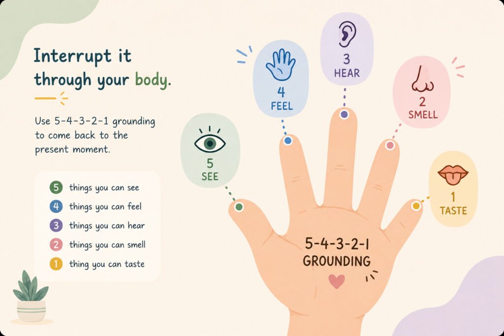 5-4-3-2-1 grounding technique to stop racing thoughts